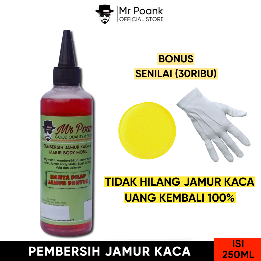 Mr Poank Obat Jamur kaca mobil Cairan Pembersih Jamur Dan Kerak Kaca Mobil