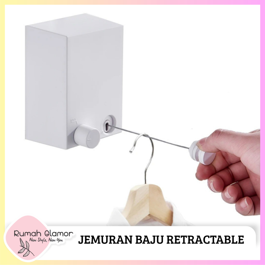 Tali jemuran Jemuran Baju Portable Indoor Outdoor Retractable Tali Clothesline Bahan Stainless Jemur
