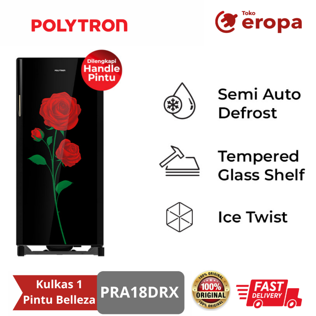 Kulkas 1 Pintu Belleza Polytron PRA18DRX
