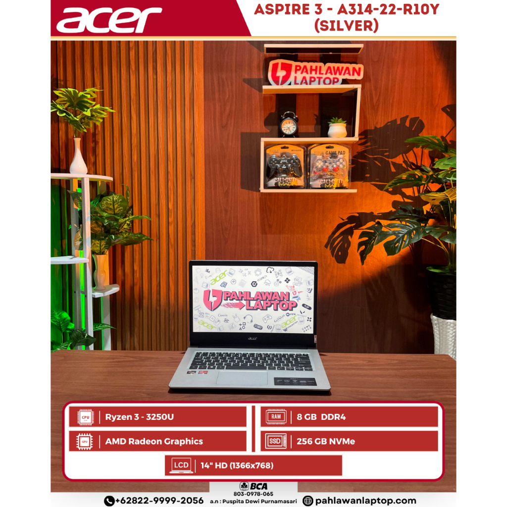 Laptop Acer Aspire 3 A314-22 AMD Ryzen 3-3000 Series/8/256