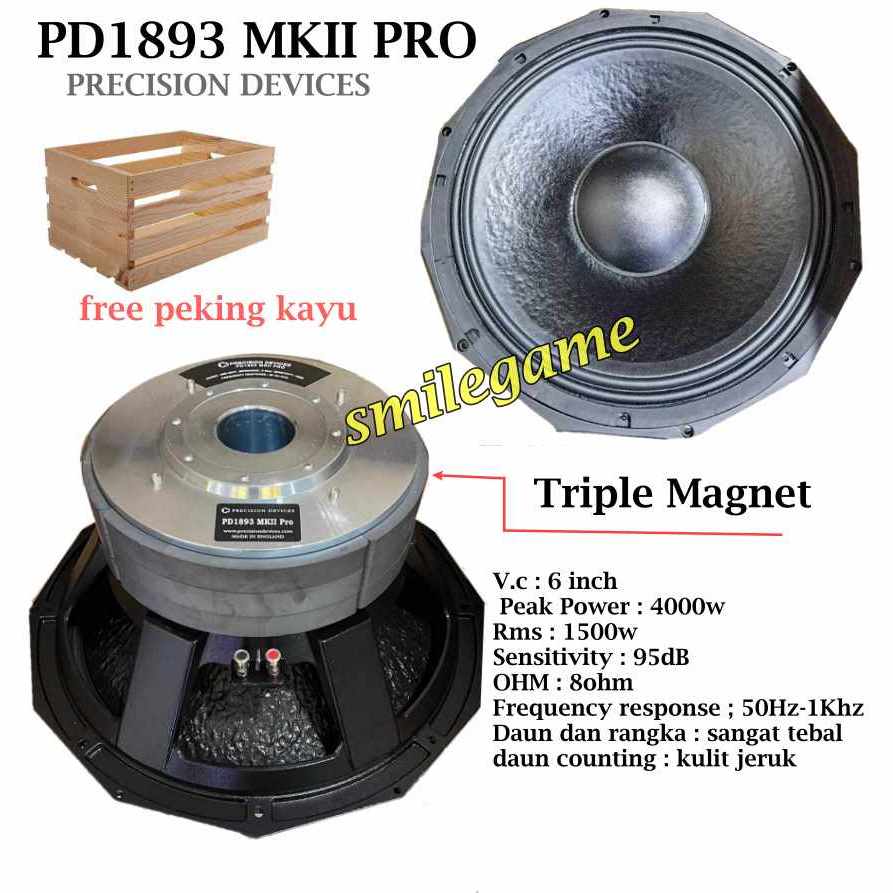 SPEAKER COMPONENT PRECISION DEVICES PD1893MKII PRO TRIPLE MAGNET SPEAKER 18 INCH VC 6 INCH PD 1893 M