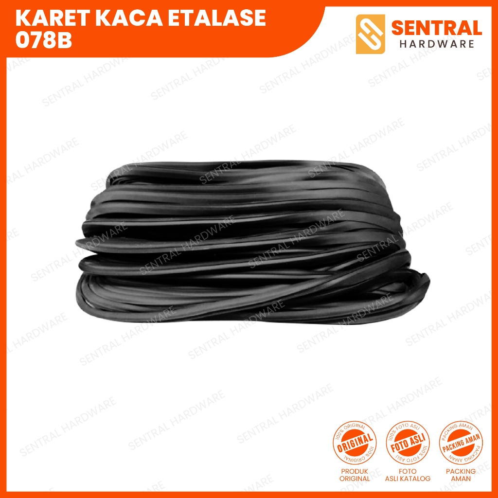 Karet Kusen Kaca Jendela Pintu Aluminium Tipe 078B KW 2 Hitam/Black Putih/White (1 Roll)