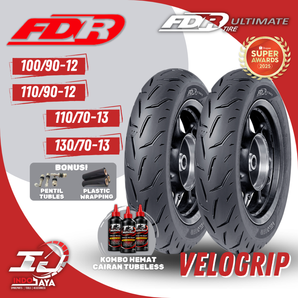 [BAYAR DI TEMPAT] BAN FDR TUBELESS VELOGRIP RING 12 RING 13 (100/90-12 - 110/90-12 110/70-13 - 130/7