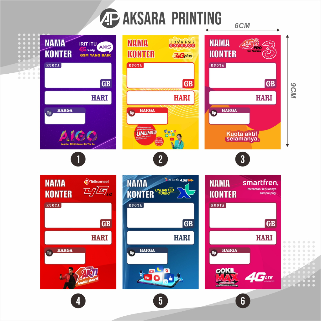 Label Harga Konter Voucher Harga Konter Display Harga Etalase Konter Stiker Konter (Tanpa Minimal Or