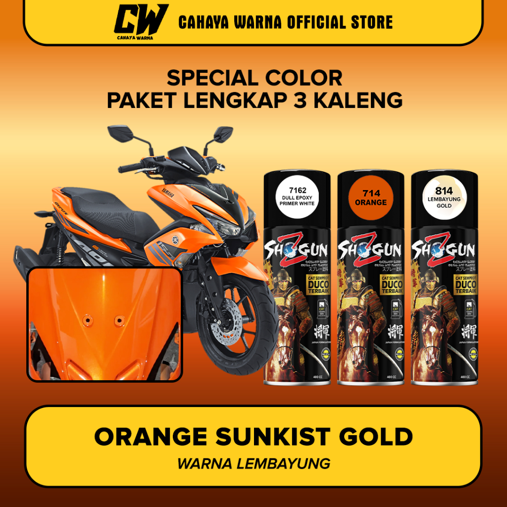 Paket Cat Orange Sunkist Gold - Orange Jeruk Sunkist Lembayung Emas | Shogun Z Paint Duco 400cc