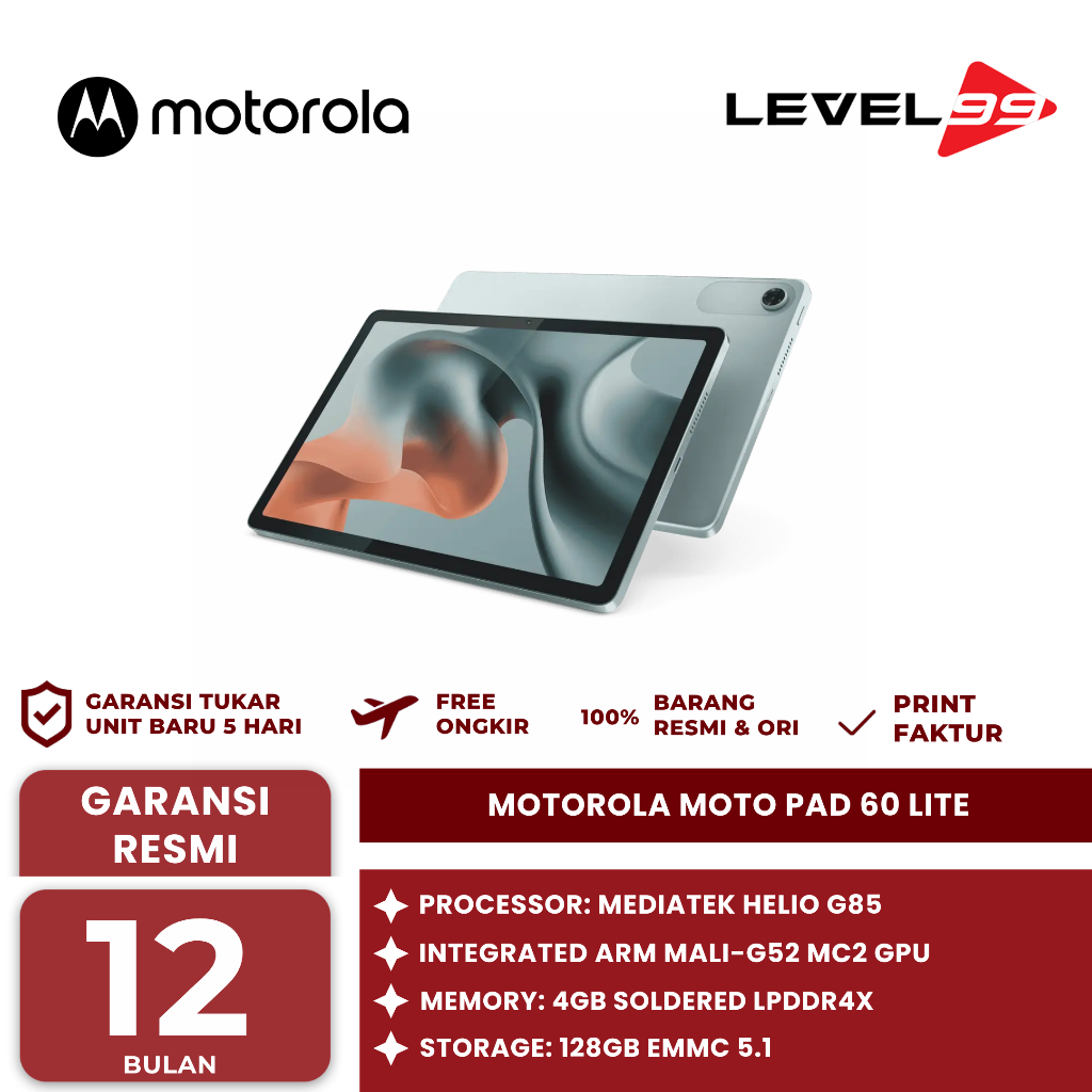 Tablet MOTOROLA MOTO PAD 60 LITE XT2573-1-00ID MediaTek Helio-G85 4GB/128GB TS 10.1" IPS