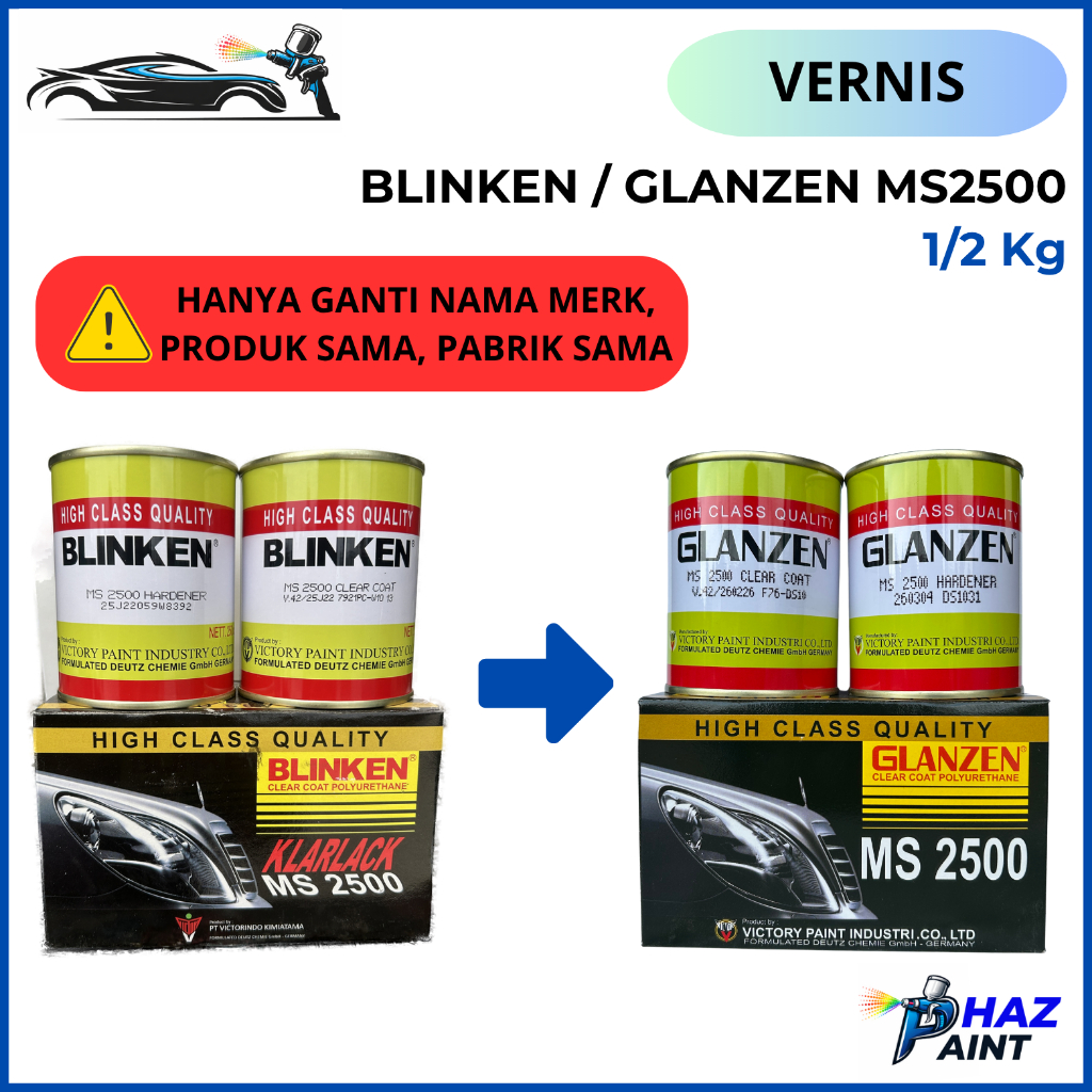 VERNIS BLINKEN GLANZEN MS2500 1/2 Kg | Pernis 2 komponen Gloss Glossy Coating Glos Mengkilap Mobil M