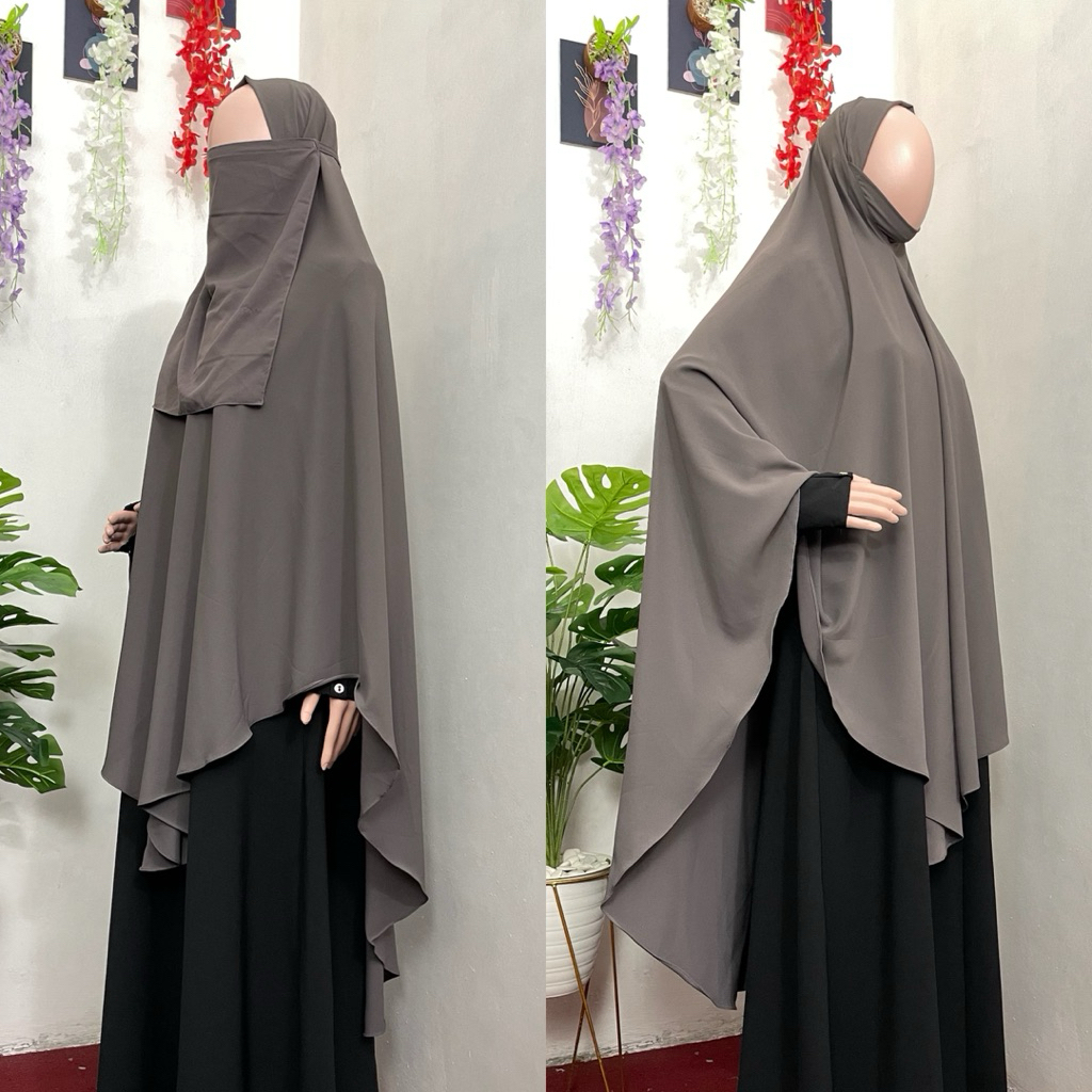 (Set Cadar) Khimar Bandana Dagu Set Cadar Tali Bahan Marina Silk Anti UV