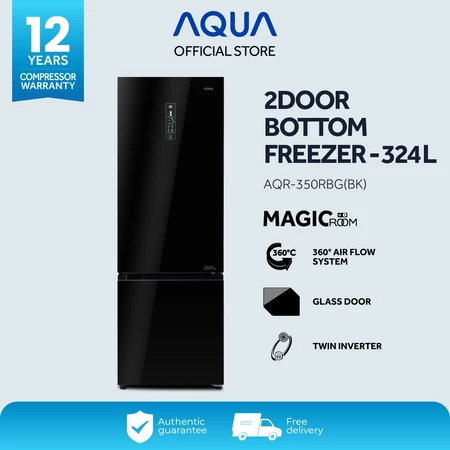 KULKAS 2 PINTU AQUA AQR-350RBG(BK) AQUA 350 RGB BATAM