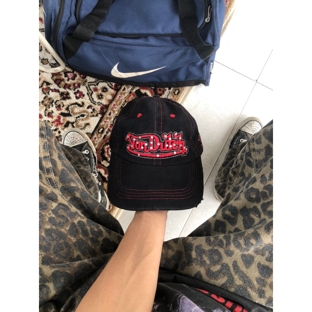 00's Von Dutch Baseball Cap With Red Stitching