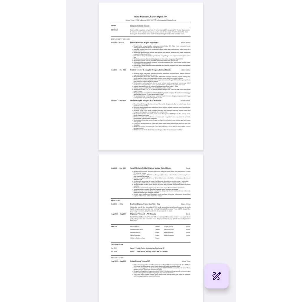 Template CV ATS Friendly