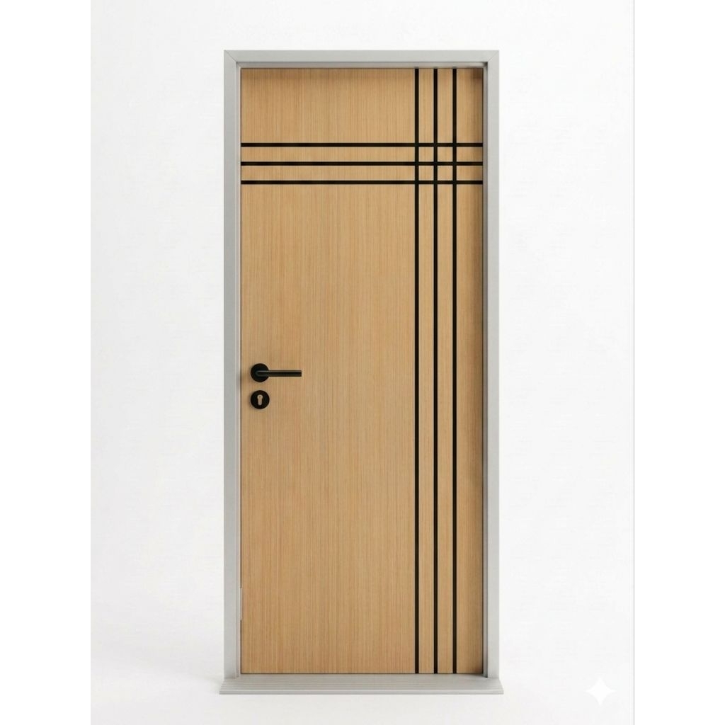 Kusen Alumunium+Pintu Minimalis Meranti Satu Paket