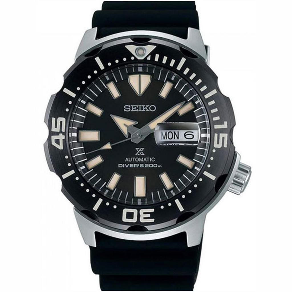 Jam Tangan Analog Pria Seiko Prospex SRPD27K1 Monster Automatic Divers 200M Black Dial Black Rubber 