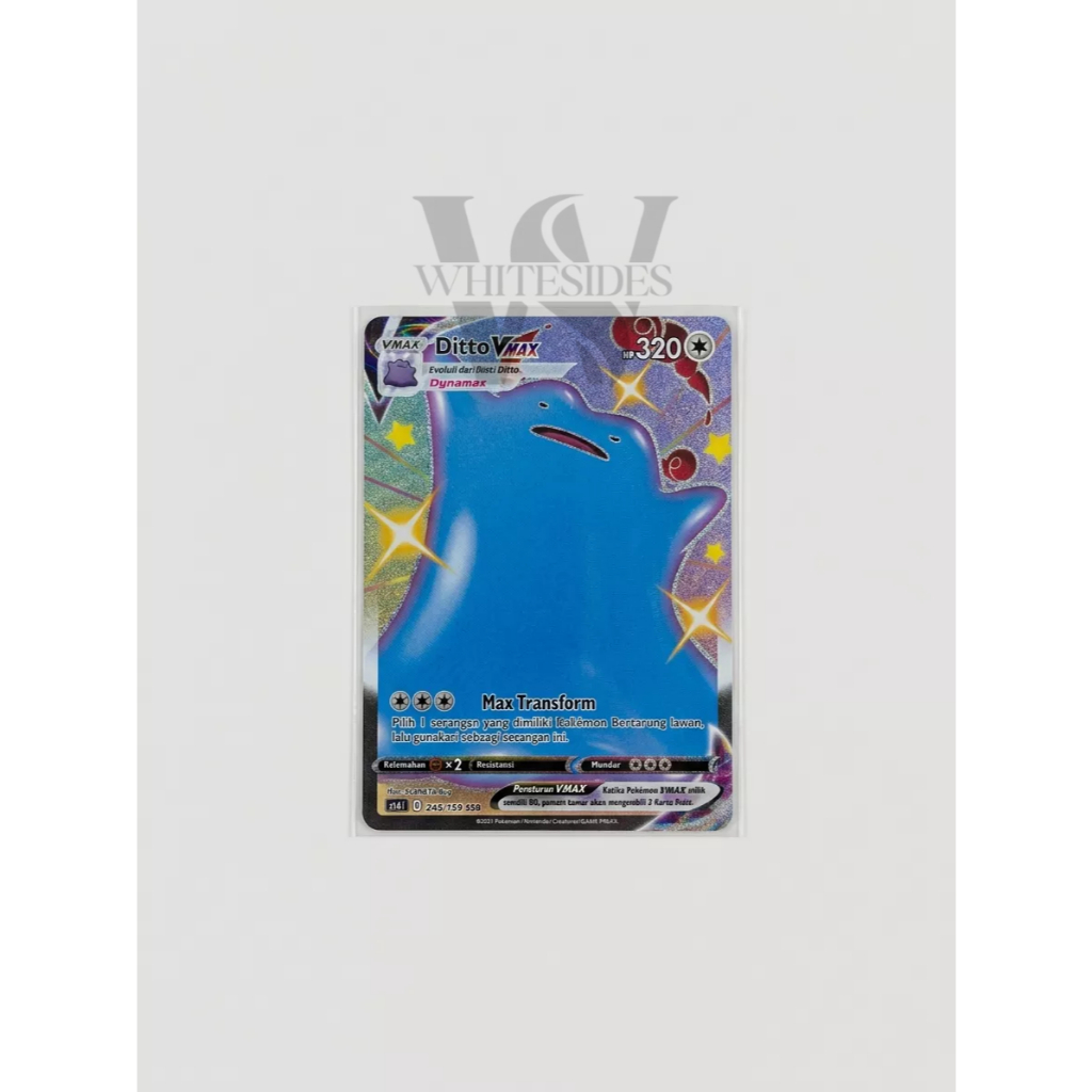 Ditto VMax Shiny - SC3A 2021 Pedang & Perisai Koleksi Set A Berkilau Pokemon Charizard Snorlax Psydu