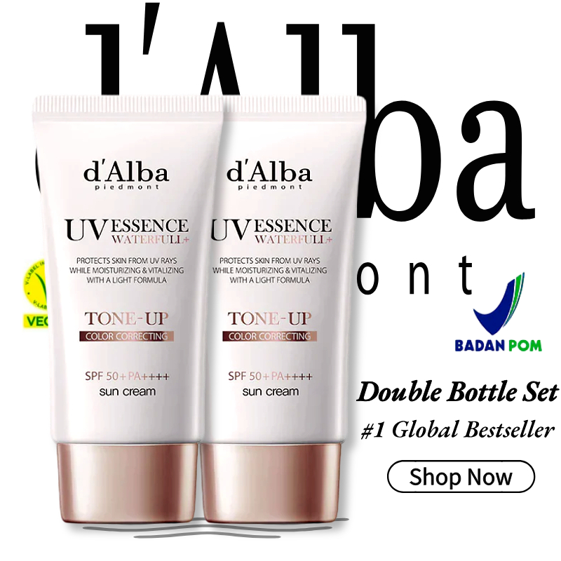 2 Pcs- d'Alba Waterfull Tone Up Sun Cream -50mL Double Bottle Set
