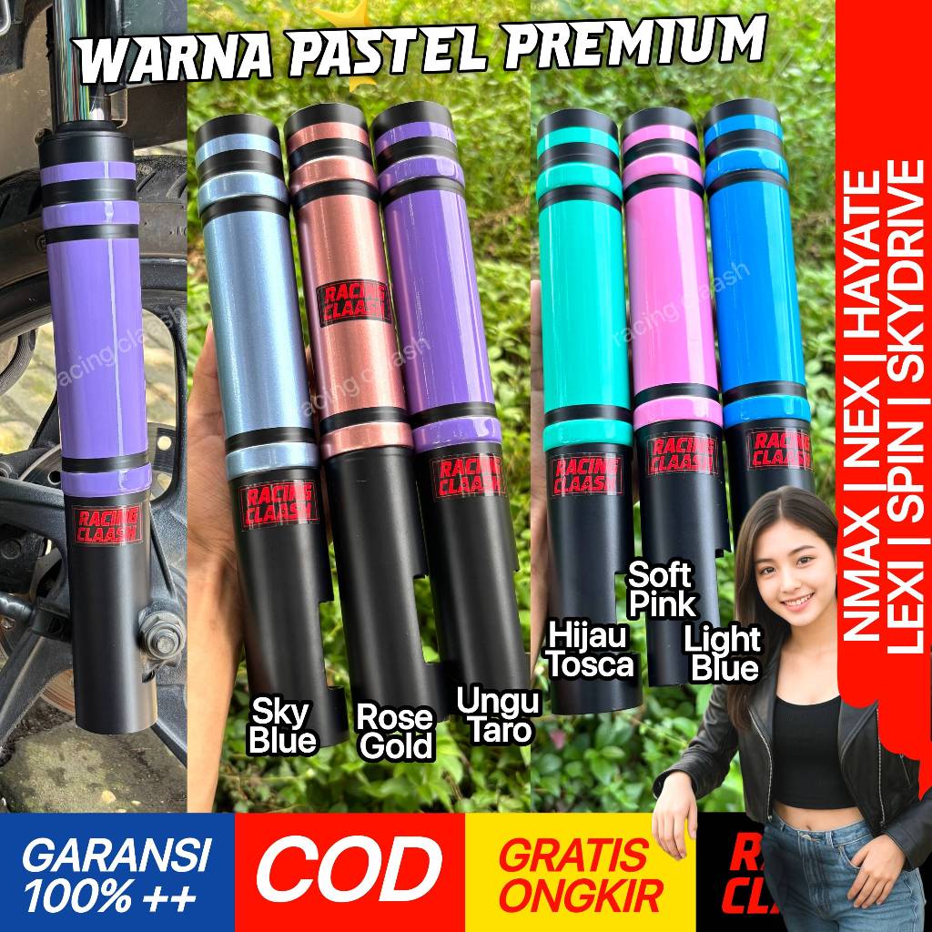 Racing Claash Cover Shock Depan Nmax Nex Lexi Spin Hayate Skydrive Warna Pastel 1 2 125 155 Turbo Ne