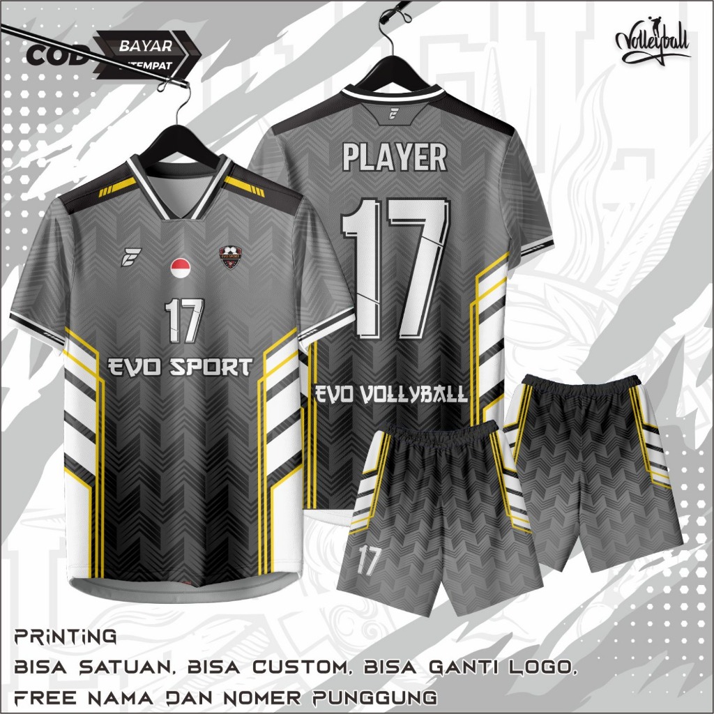 Jersey Volly Baju Volly Vintage Navy Jersey Voli bintang sport gratis nama nomor punggung