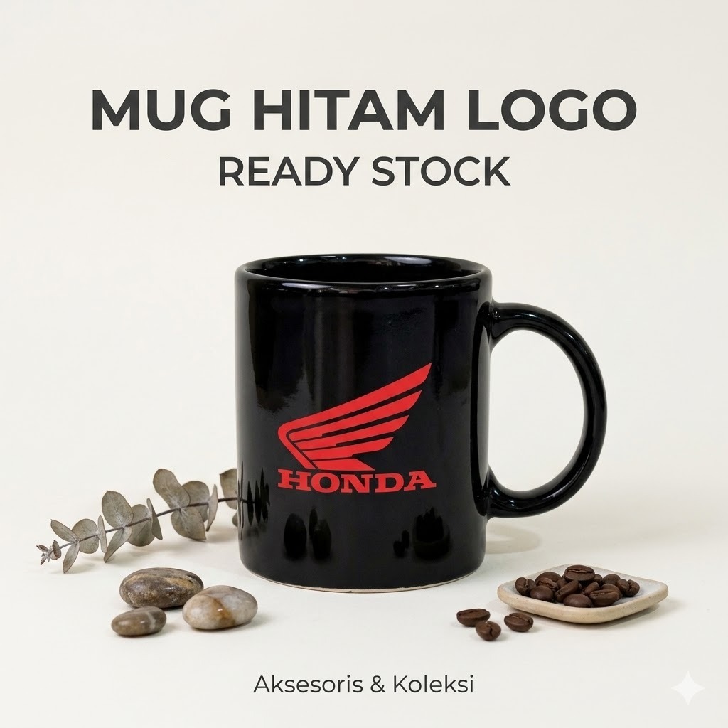 Mug Keramik Hitam Custom Logo HONDA/Mug Hitam Murah