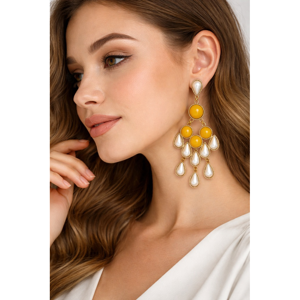 Anting Etnik  Mutiara - Bohemian Drop Earrings Lucu - Aksesoris Wanita Hijab & Kondangan