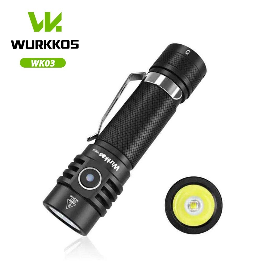Wurkkos WK03 1800lm SST40 USB C Bisa diisi ulang 18650 EDC Light, UI Sederhana dengan Indikator Daya