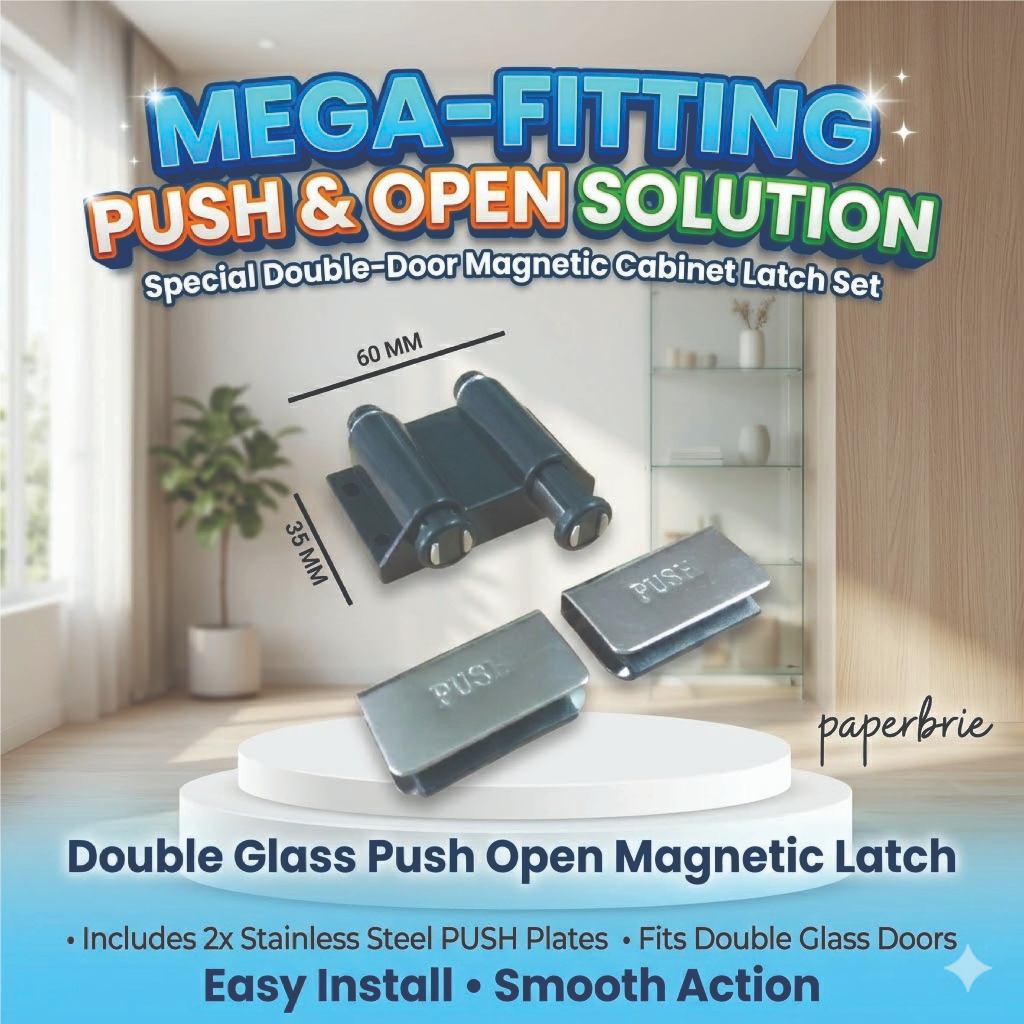 Kunci Magnet Push Open Lemari Kaca Double - Pengunci Pintu Lemari Kaca