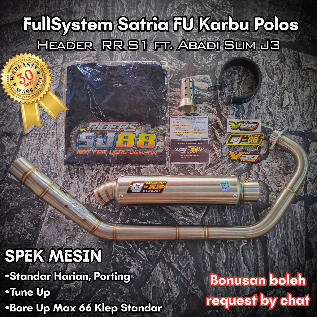 Knalpot SJ88 FULLSYSTEM RR S1 / S2 / S3 SATRIA FU KARBU Fullset Original SJ-88 Racing Exhaust Ngacun