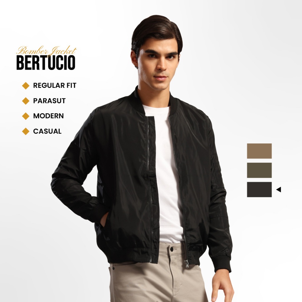 Emba Classic - Bertucio Jaket Bomber Pria Regular Fit