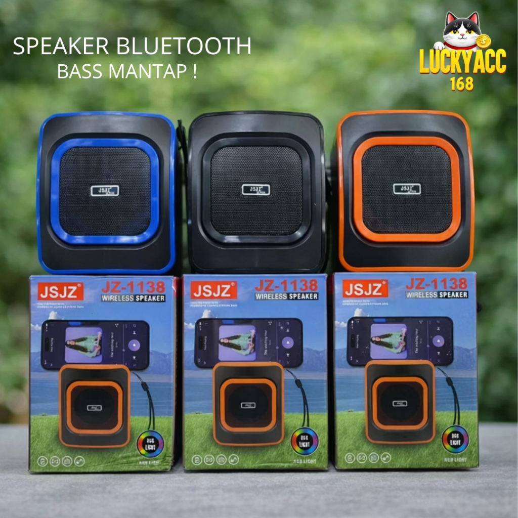 Speaker Bluetooth RGB JZ-1138 Speaker Nirkabel Suara Jernih Speaker Bluetooth Portabel Mini Lampu RG