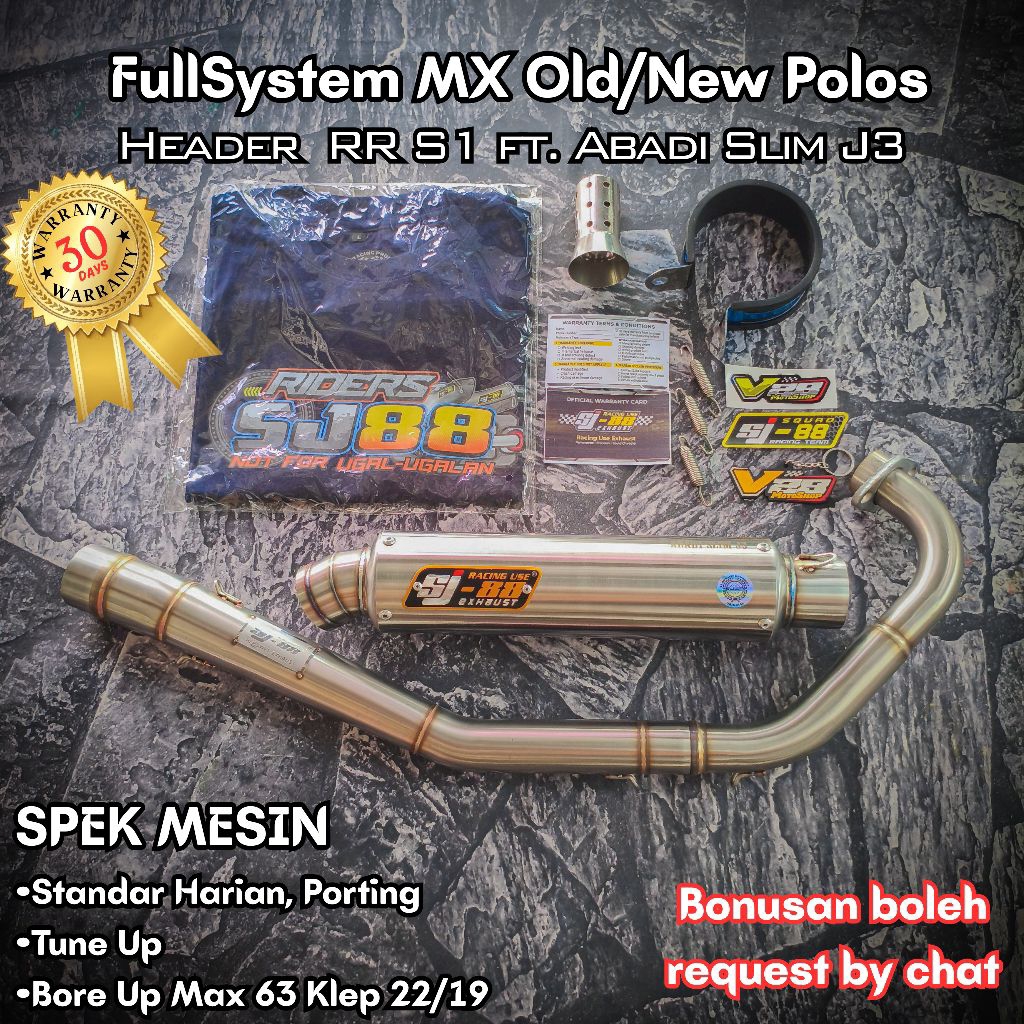 Knalpot SJ88 FULLSYSTEM RR S1 SS Polos MX Old / MX New 135 - Fullset fulset ORIGINAL SJ-88 Racing Ex