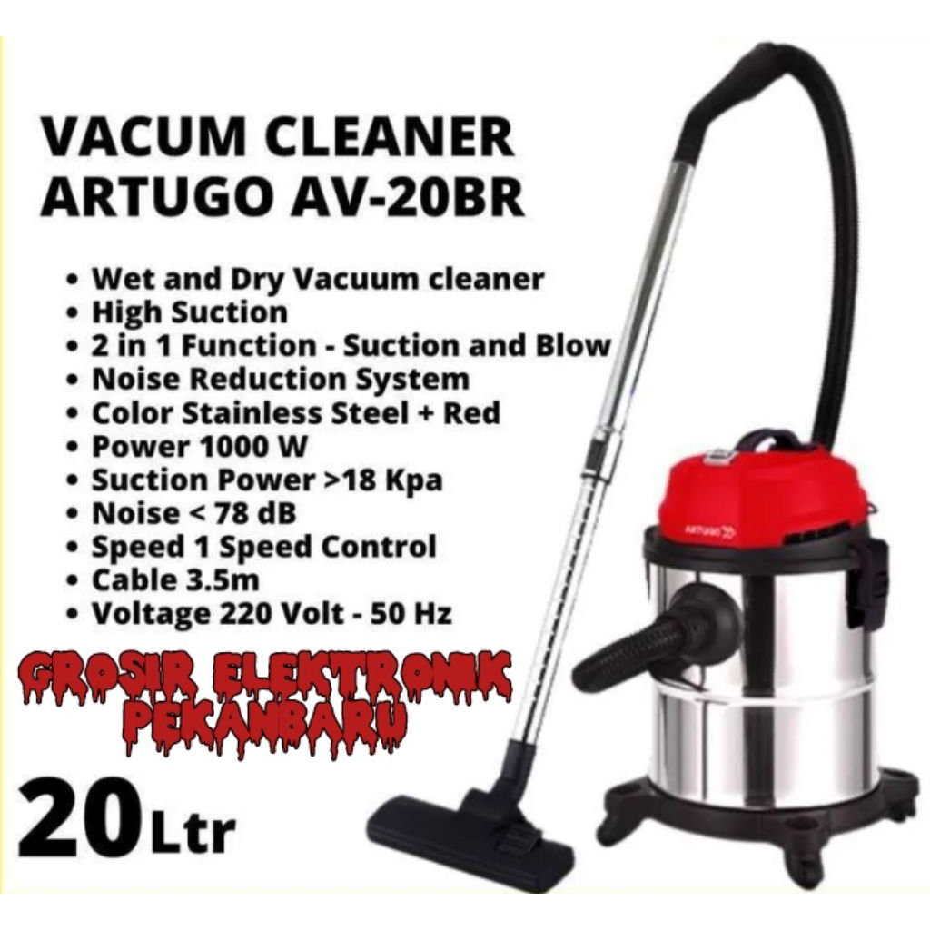 VACUM CLEANER ARTUGO WET & DRY 20 LITER AV20BR GARANSI 1 TAHUN