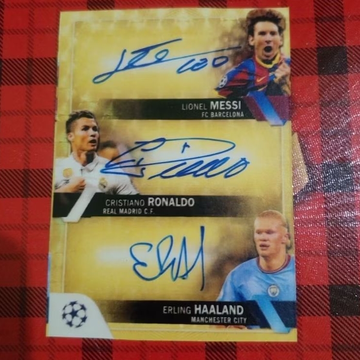 Fullprint Replica Kartu Mainan Anak Jadul Bola tanda tangan Messi, Ronaldo, Haaland