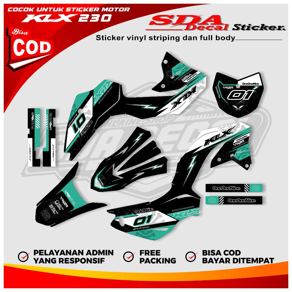 Decal Stiker KLX 230 Full Body - Sticker Decal KLX 230 Full Body Bisa Custom Nama Dan Nomer SDA.06