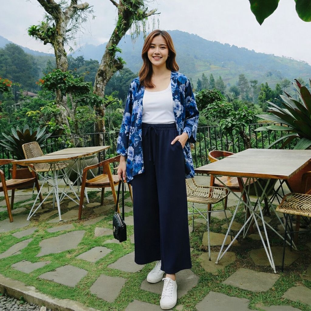 Cardigan Kimono Outer Flower , Cardigan Wanita Oversize, cardigan Wanita Katun