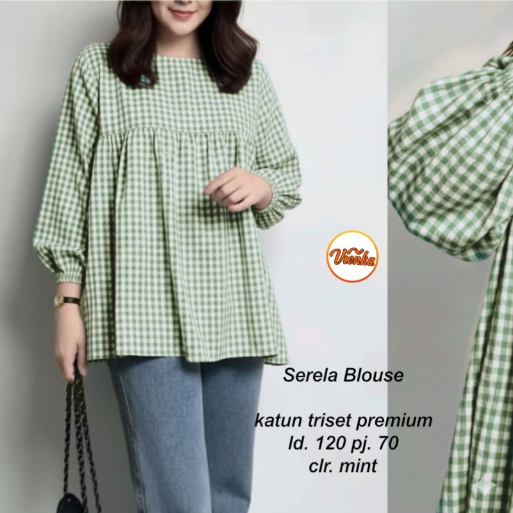 Serela atasan blouse katun kotak jumbo Ld 120 bigsize XXL