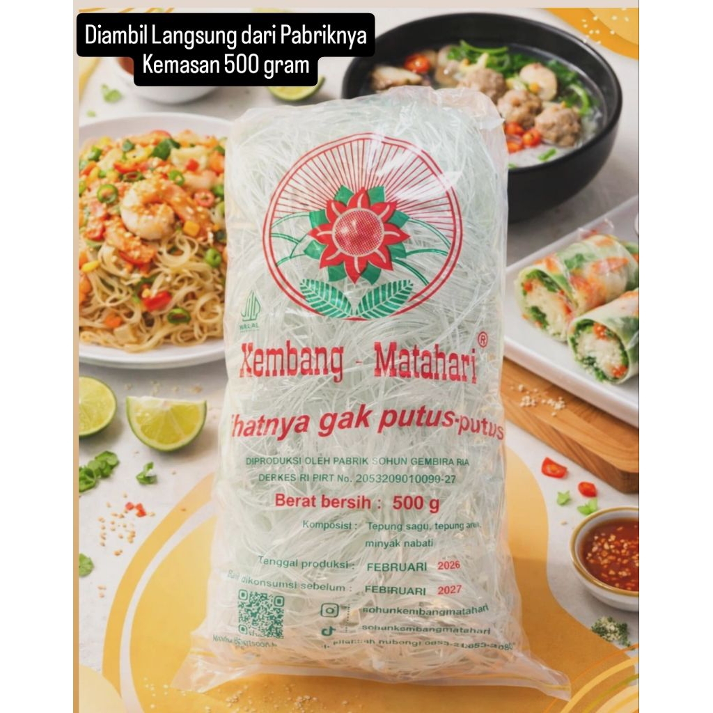 Sohun Kembang Matahari 500 Gram , Sohun Khas Cirebon - Langsung diambil dari pabriknya
