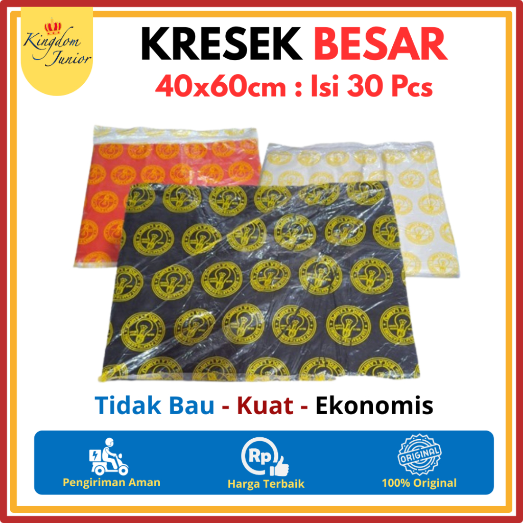 Kresek Besar Ukuran 40x60cm Merk Dop Lampu Warna Hitam Putih Merah | Kresek Besar Ekonomis Ukuran 40