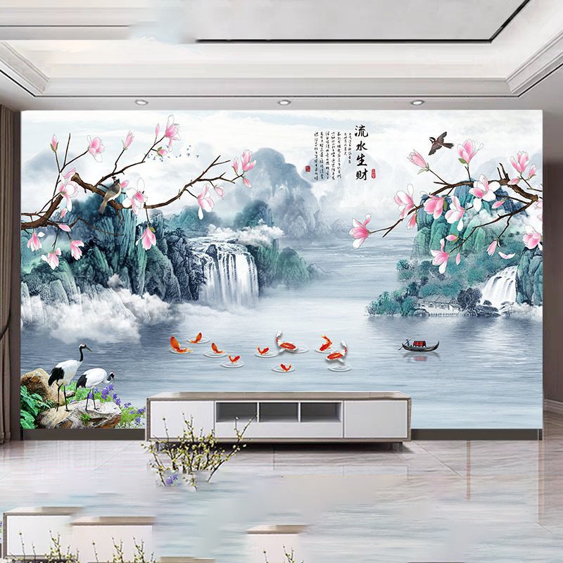 Kain Hiasan Dinding Lukisan Pemandangan Gunung Cina | Kain Gantung Lukisan Dinding untuk Ruang Tamu 