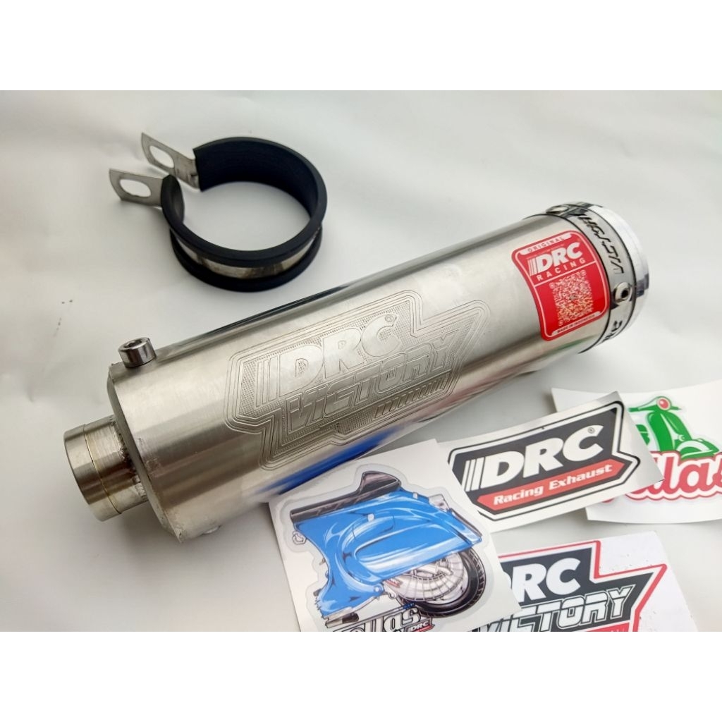 silencer vespa buang kanan stainless DRC Victory