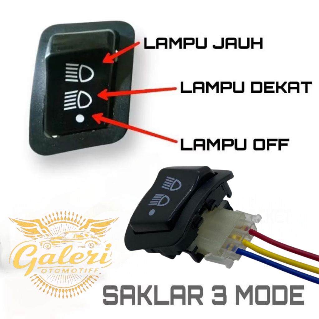 Saklar Lampu Tombol DIM 3 Titik Revo,Beat FI,Blade New,Vario 125+Soket Tombol 3 Kabel