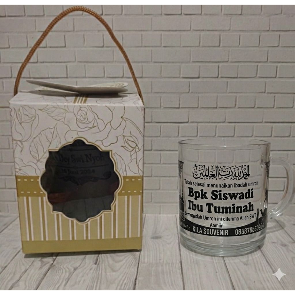 Gelas kopi sablon kemas box