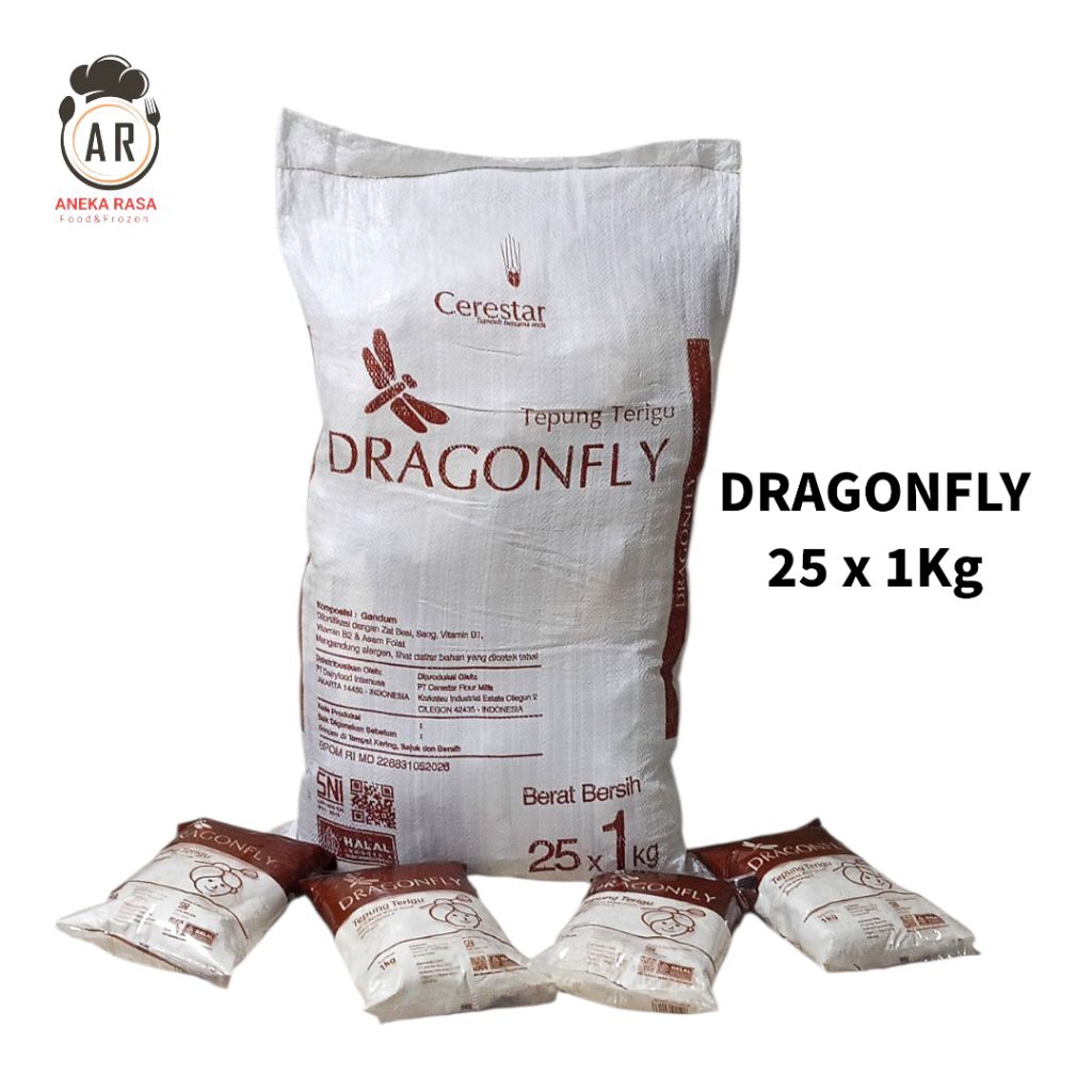 Tepung Terigu Dragonfly Kemasan 1 Kg x 25 Pcs ( 1 Karung / Bal )