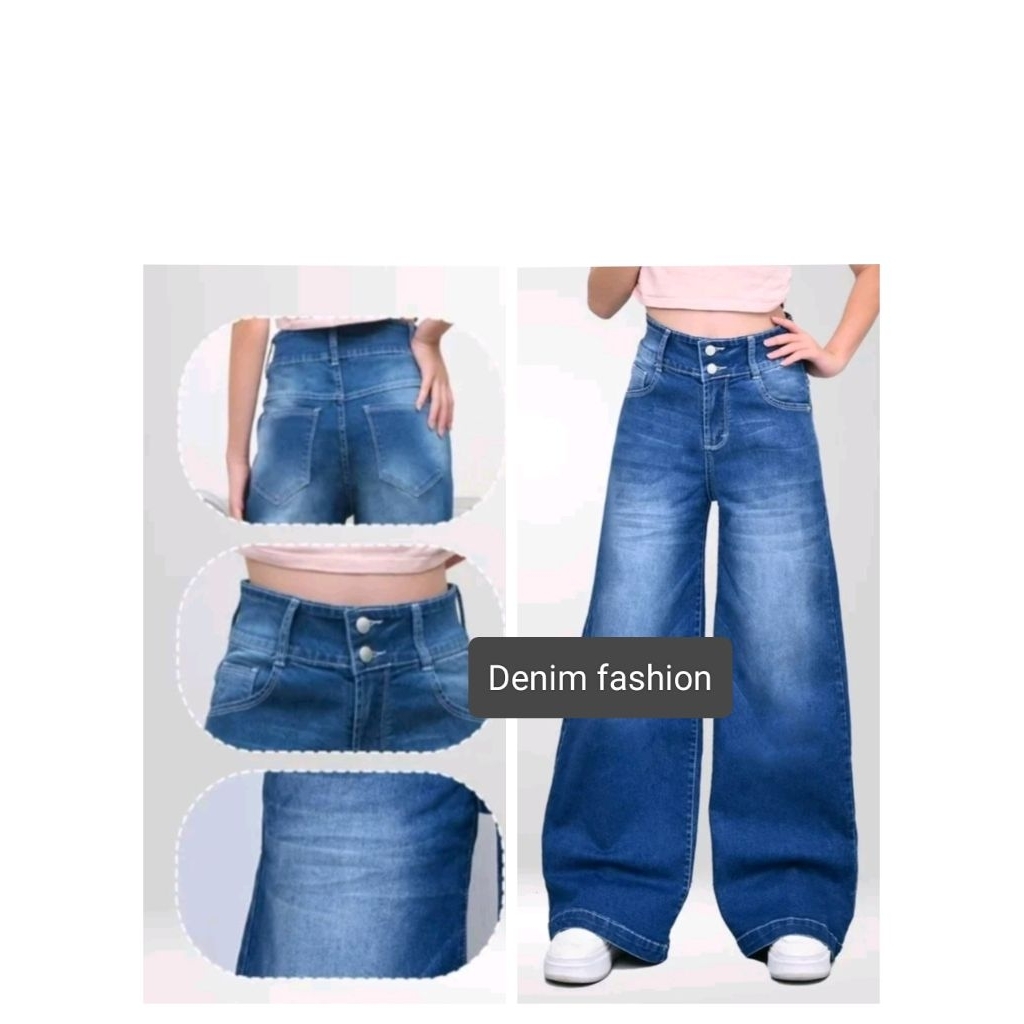 CELANA JEANS KULOT KANCING 2 / SKENA JEANS KANCING 2 / GOMBRONG JEANS KANCING 2 / LOOSE PANTS JEANS 
