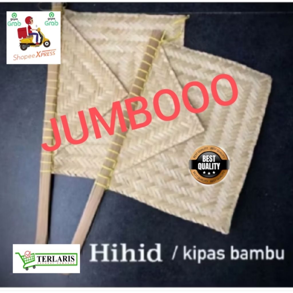 HIHID KIPAS ANYAM BAMBU TRADISIONAL KIPAS SATE KIPAS TANGAN BAMBU AWI UKURAN JUMBO