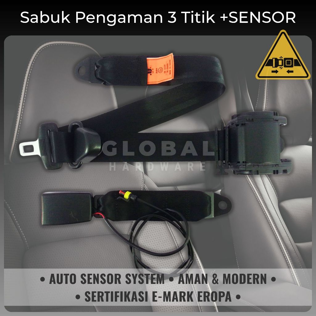 Safety Belt Mobil Universal Otomatis Sensor | Sabuk Pengaman 3 Titik Otomatis atau Seat Belt 3 Point