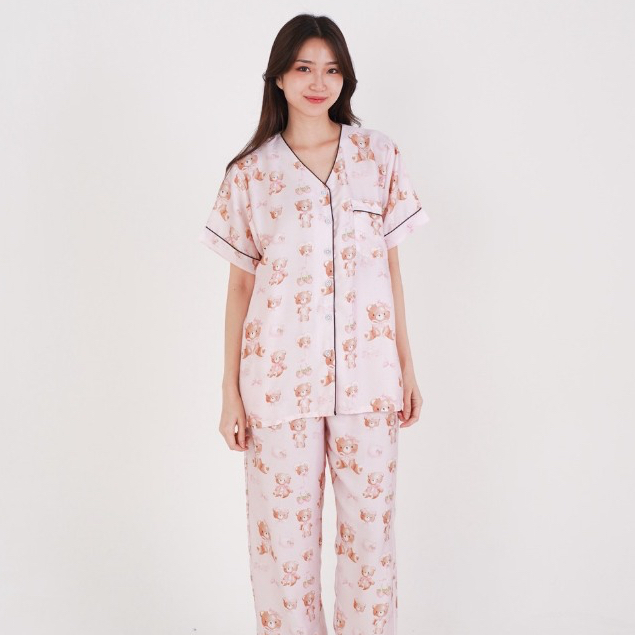 Cheappajamas Baju Tidur / Piyama Wanita | Organic Silk | Piyama Tanpa kerah M & L