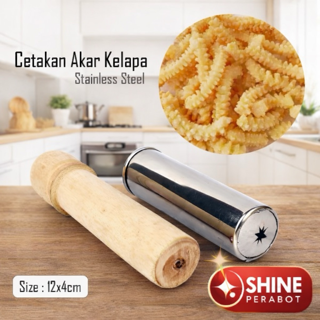 Cetakan Akar Kelapa Stainless Steel Premium – Alat Pembuat Kue Akar Kelapa Anti Karat, Hasil Rapi & 
