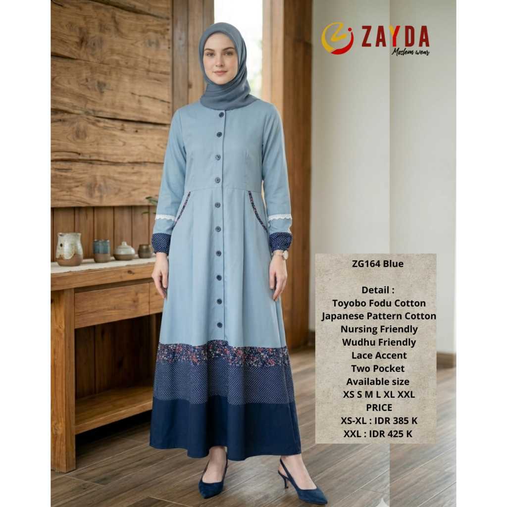 ZaydaZG164 Blue / Gamis Zayda / Zayda / Model Terbaru Zayda