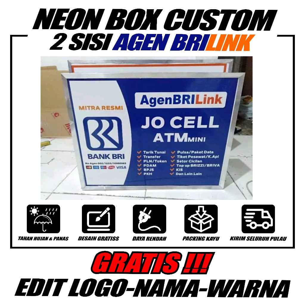 NEON BOX AKRLIK 2 SISI ( AGEN BRILINK ) DESAIN CUSTOM GRATIS