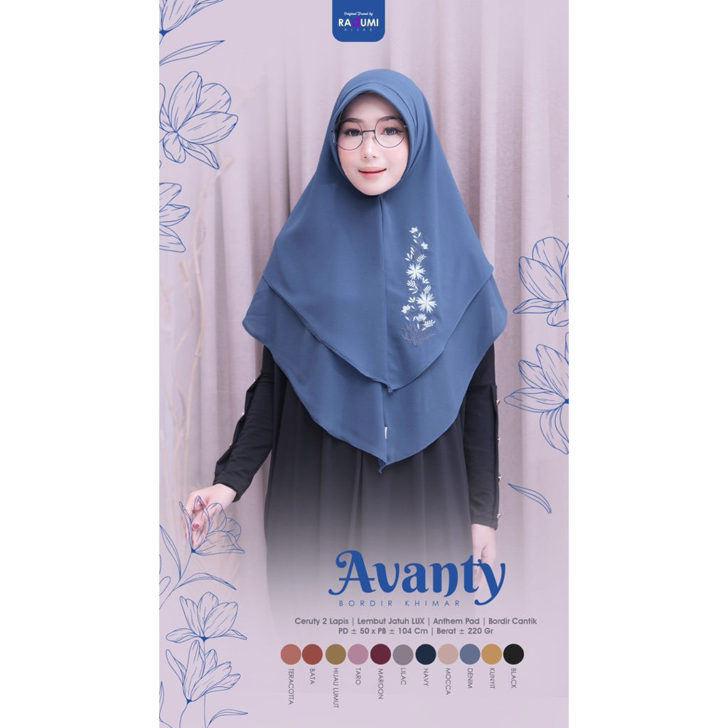 AVANTY BORDIR KHIMAR ORIGINAL BY RAQUMI HIJAB / PREMIUM BORDIR KHIMAR / CERUTY 2 LAPIS