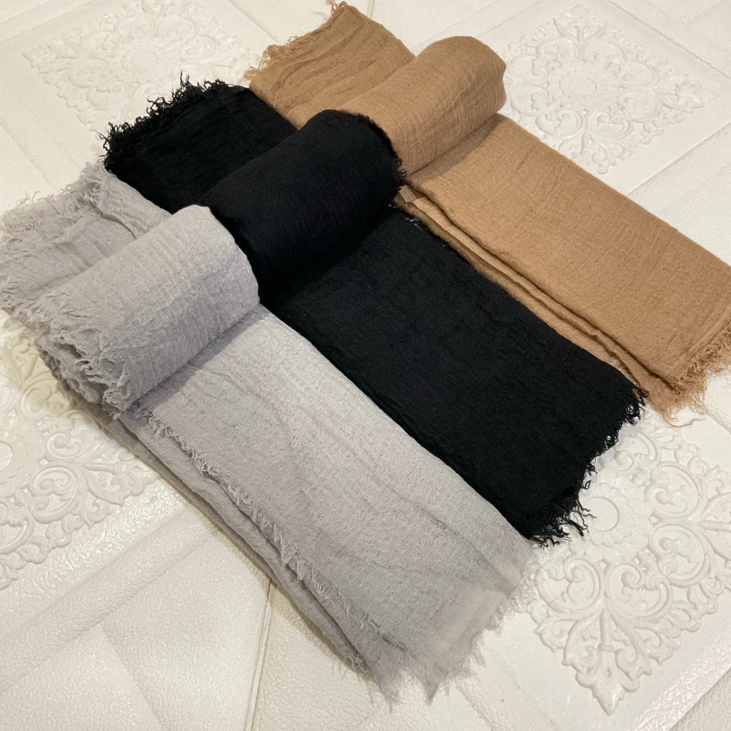 Hijab Pasmina Cringkle Jumbo  Jilbab Pashmina Crinkle  Kerudung Phasmina Crincle   Pasmina  Kusut